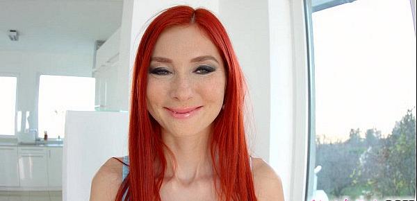  Redhead spotty Kattie Gold masturbation on Give Me Pink